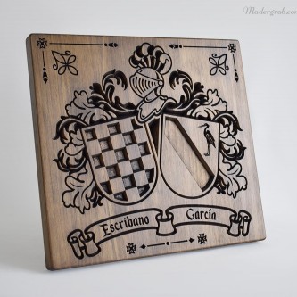 Regalo de escudo de madera con apellidos